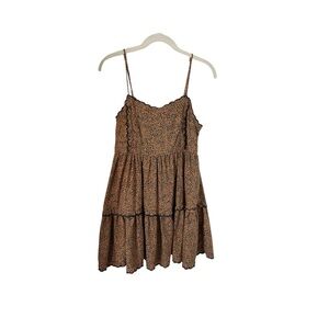 UO Urban Outfitters Leopard Tiered Hanna Babydoll Dress